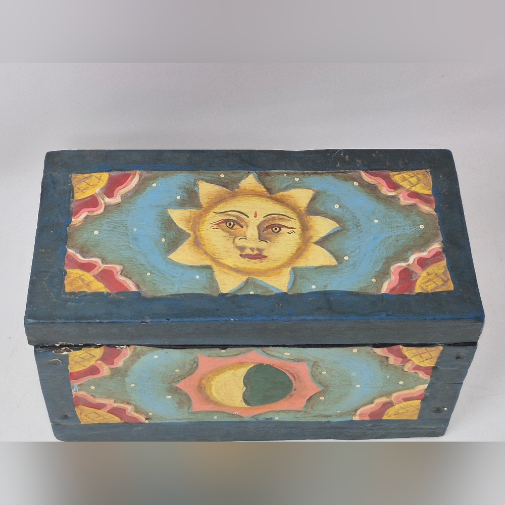 Carved Celestial Patern fWooden Box